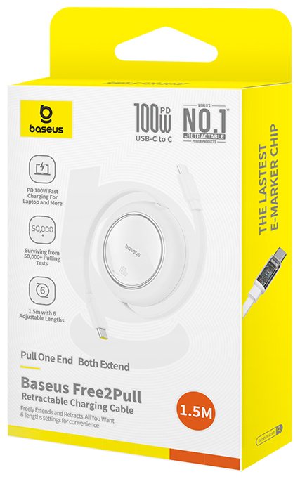 Кабель Baseus USB TypeC (M), 1.5 м, белый