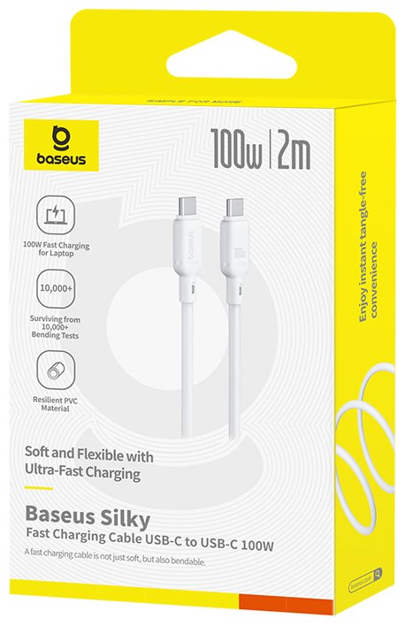 Кабель Baseus USB TypeC (M), 2 м, белый купить,0