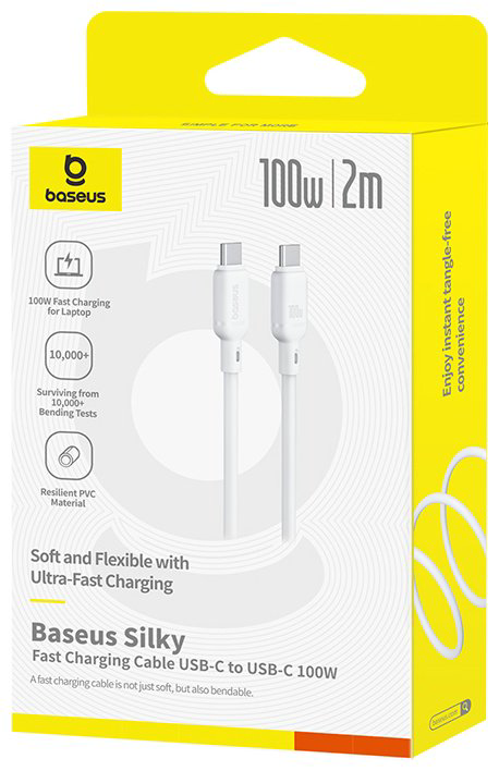 Кабель Baseus USB TypeC (M), 2 м, белый купить,NaN