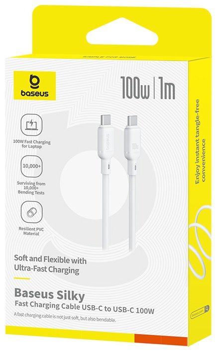 Кабель Baseus USB TypeC (M), 1 м, белый
