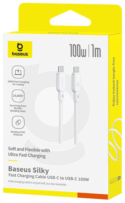 Кабель Baseus USB TypeC (M), 1 м, белый купить,NaN