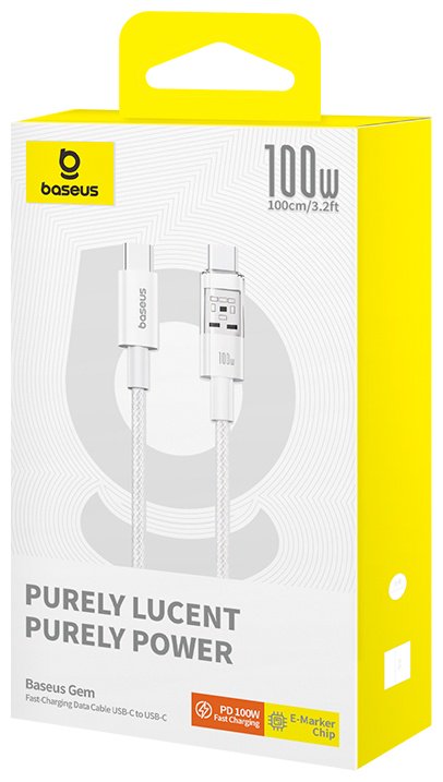 Кабель Baseus USB TypeC (M), 1 м, белый