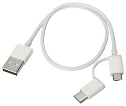 Кабель Xiaomi USB 2.0 (F), USB TypeC (M), micro-USB 2.0 (M), 0.3 м, белый