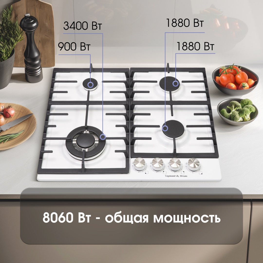 Варочная поверхность Zigmund &amp; Shtain G 20.6 W белый купить,NaN