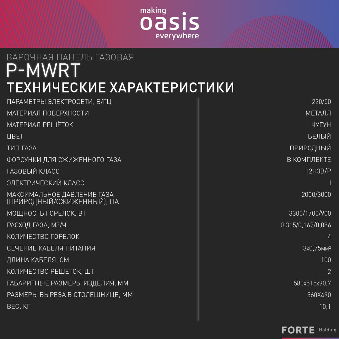 Варочная поверхность Oasis P-MWRT белый купить,NaN