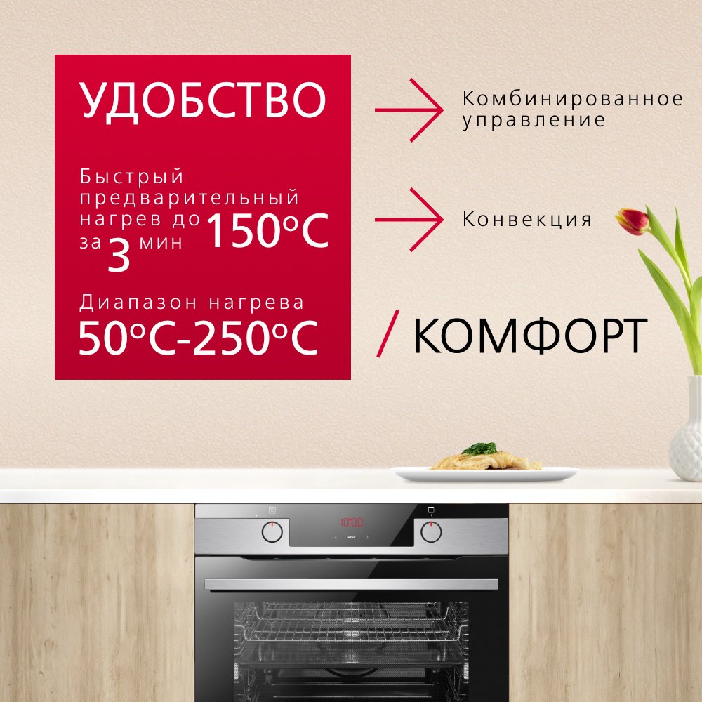 Духовой шкаф Hansa BOEI684097 черный, серебристый - ForteMarket Духовой шкаф Hansa BOEI684097 черный, серебристый купить,0