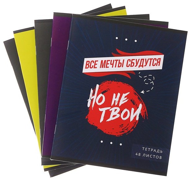 Набор общих тетрадей Calligrata 4167919, 48 л, А5+, клетка, мягкая обложка, 5 шт купить,NaN