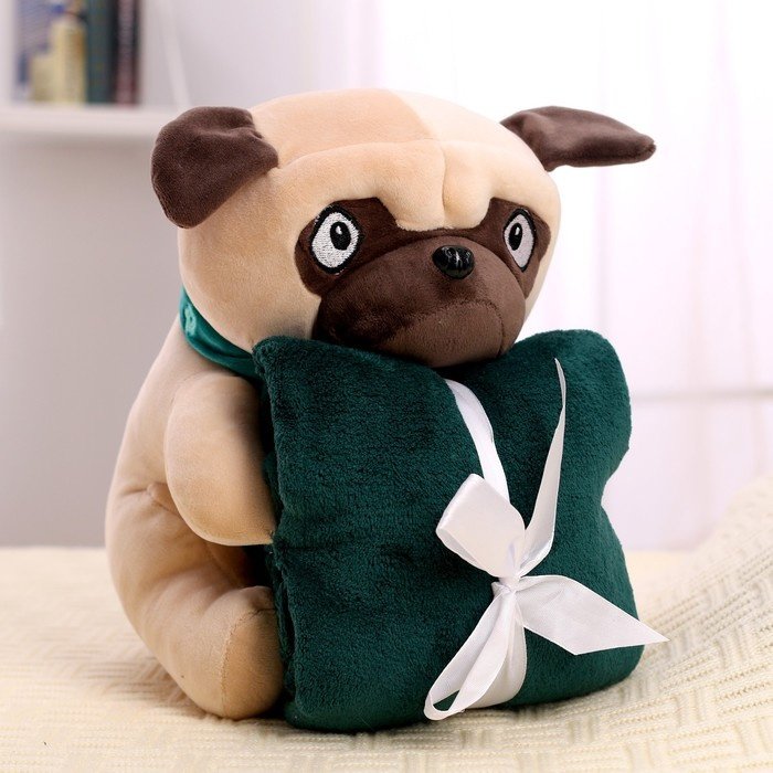 Мягкая игрушка с пледом Мопс Milo toys 7752893, мультиколор купить,NaN