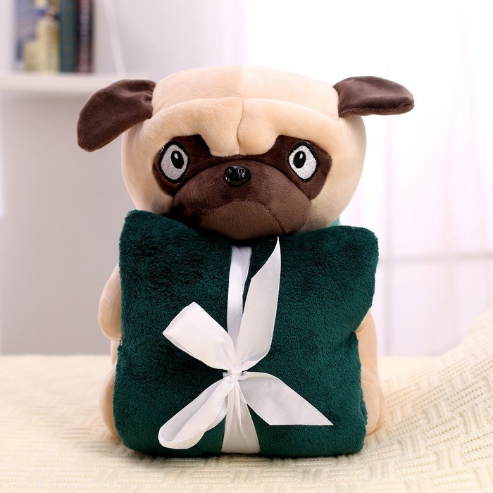 Мягкая игрушка с пледом Мопс Milo toys 7752893, мультиколор купить,NaN