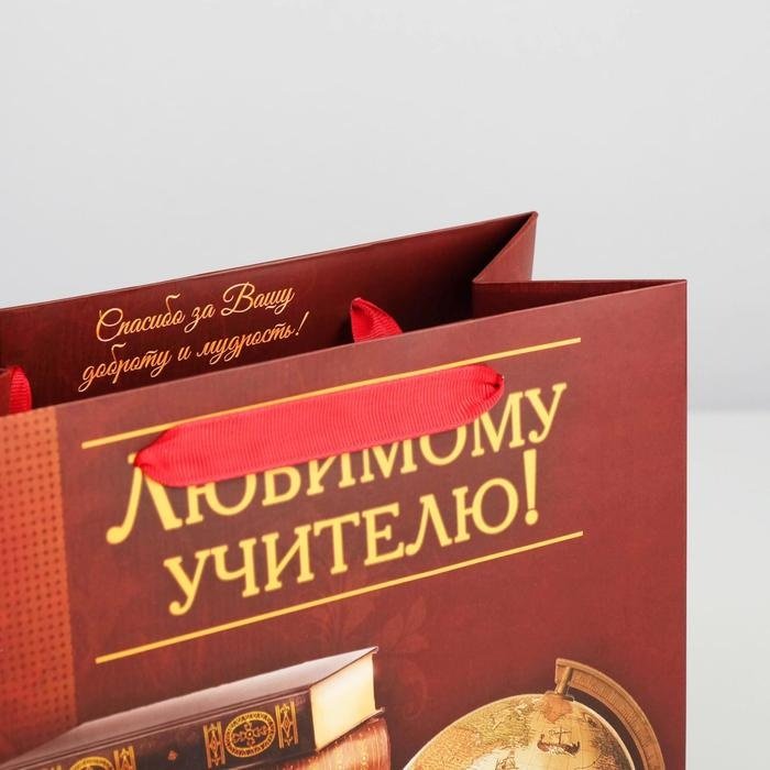 Подарочный пакет Любимому Учителю Дарите Счастье 1 шт ламинированный картон 23х27 см купить,NaN