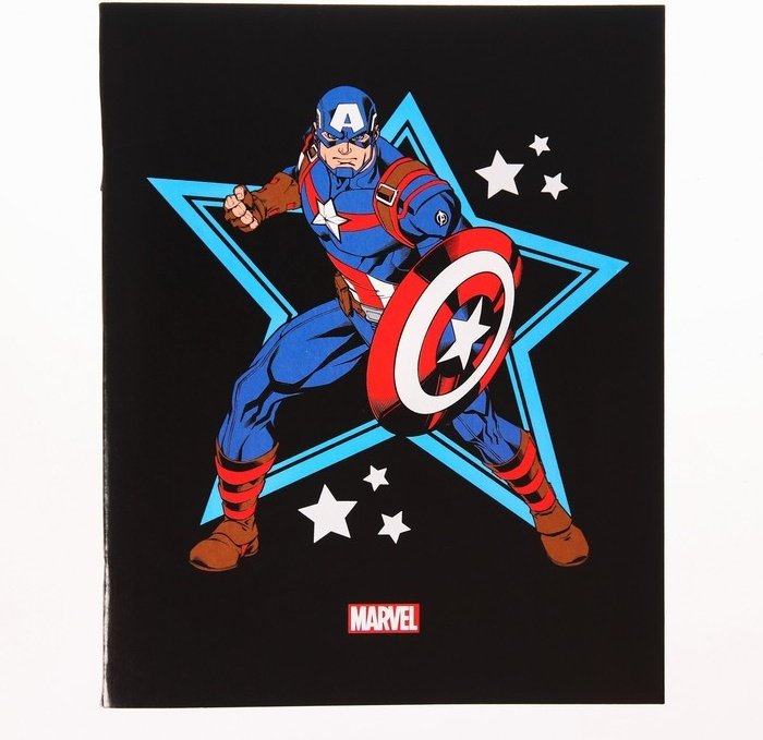 Общая тетрадь Marvel Мстители: Капитан Америка, 7580790, 48 л, А5+, клетка, мягкая обложка, 1 шт купить,NaN