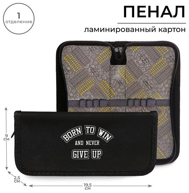 Пенал Calligrata Победитель, застежка молния, черный купить,NaN