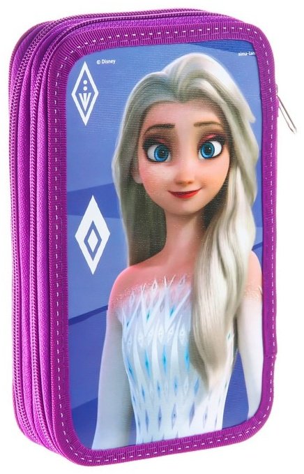 Пенал Disney Холодное сердце "Эльза", застежка молния, фиолетовый купить,NaN