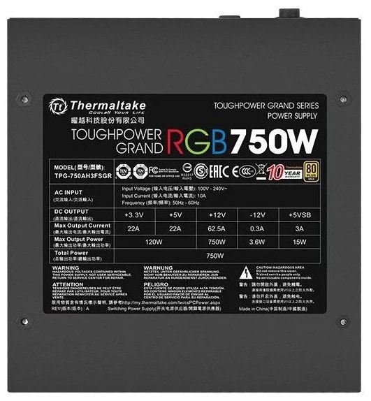 Блок питания Thermaltake Toughpower Grand RGB Gold RGB Sync Edition 750W