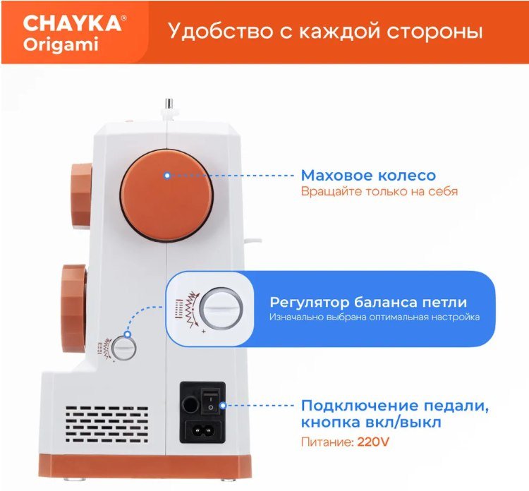 Швейная машина CHAYKA Origami оранжевый, белый - ForteMarket Швейная машина CHAYKA Origami оранжевый, белый купить,106650