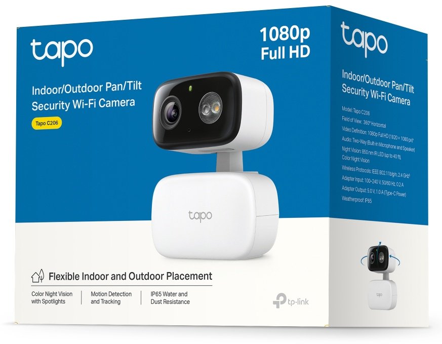 TP-LINK камера видеонаблюдения Tapo C206, 2MP, расширение 1920x1080 купить,21931