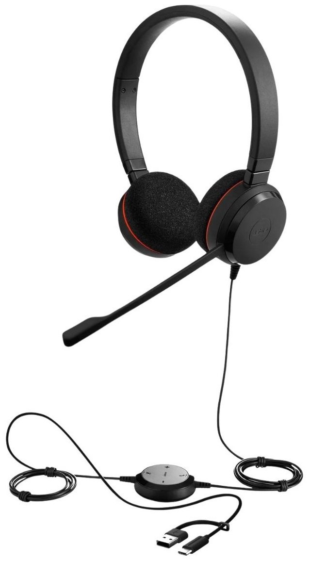 Наушники Jabra EVOLVE 30 II Stereo MS USB C/A adapter черный