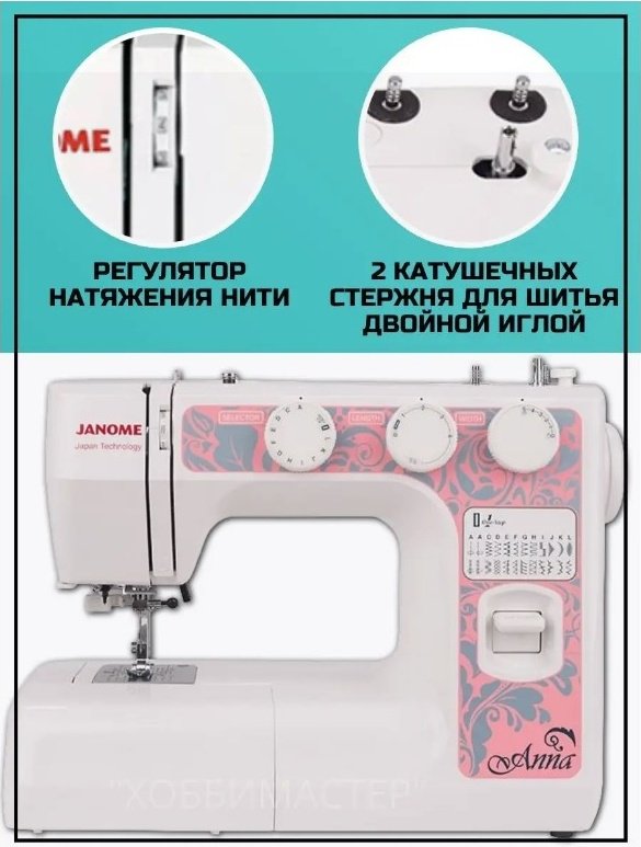 Швейная машина Janome Anna белый, розовый - ForteMarket Швейная машина Janome Anna белый, розовый купить,113100