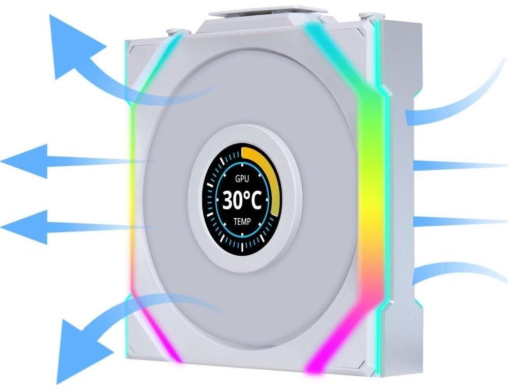 Кулер для корпуса LIAN LI UNI FAN SL WIRELESS LCD 120 Reverse Blade 12RSLLCD1W3W