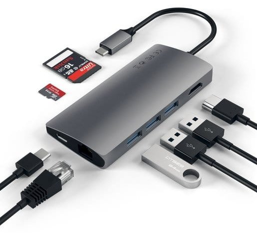 Док-станция Satechi Aluminum Multi-Port Adapter V2, ST-TCMA2M серебристый
