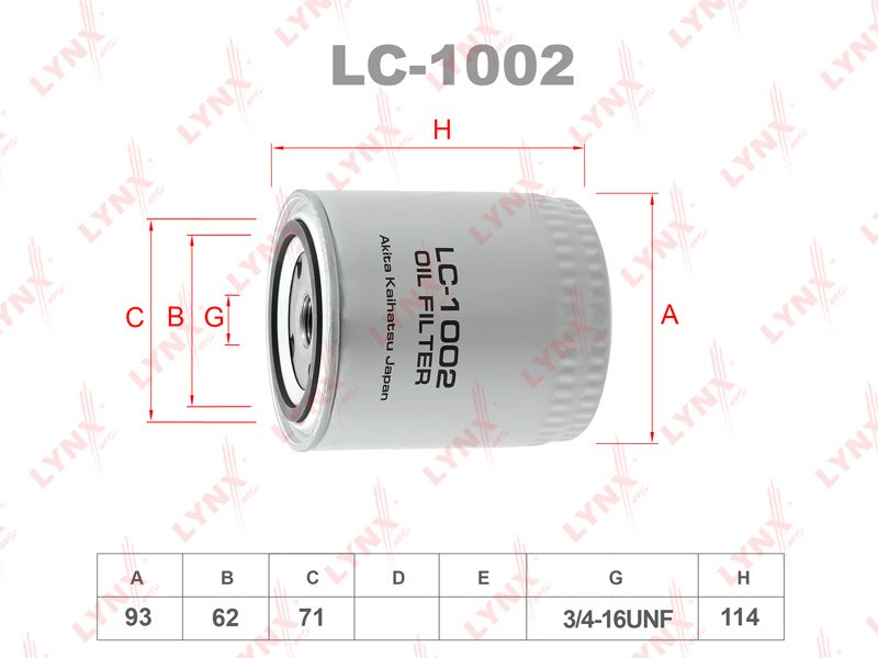 LYNXauto масляный фильтр LC1002 купить,3395