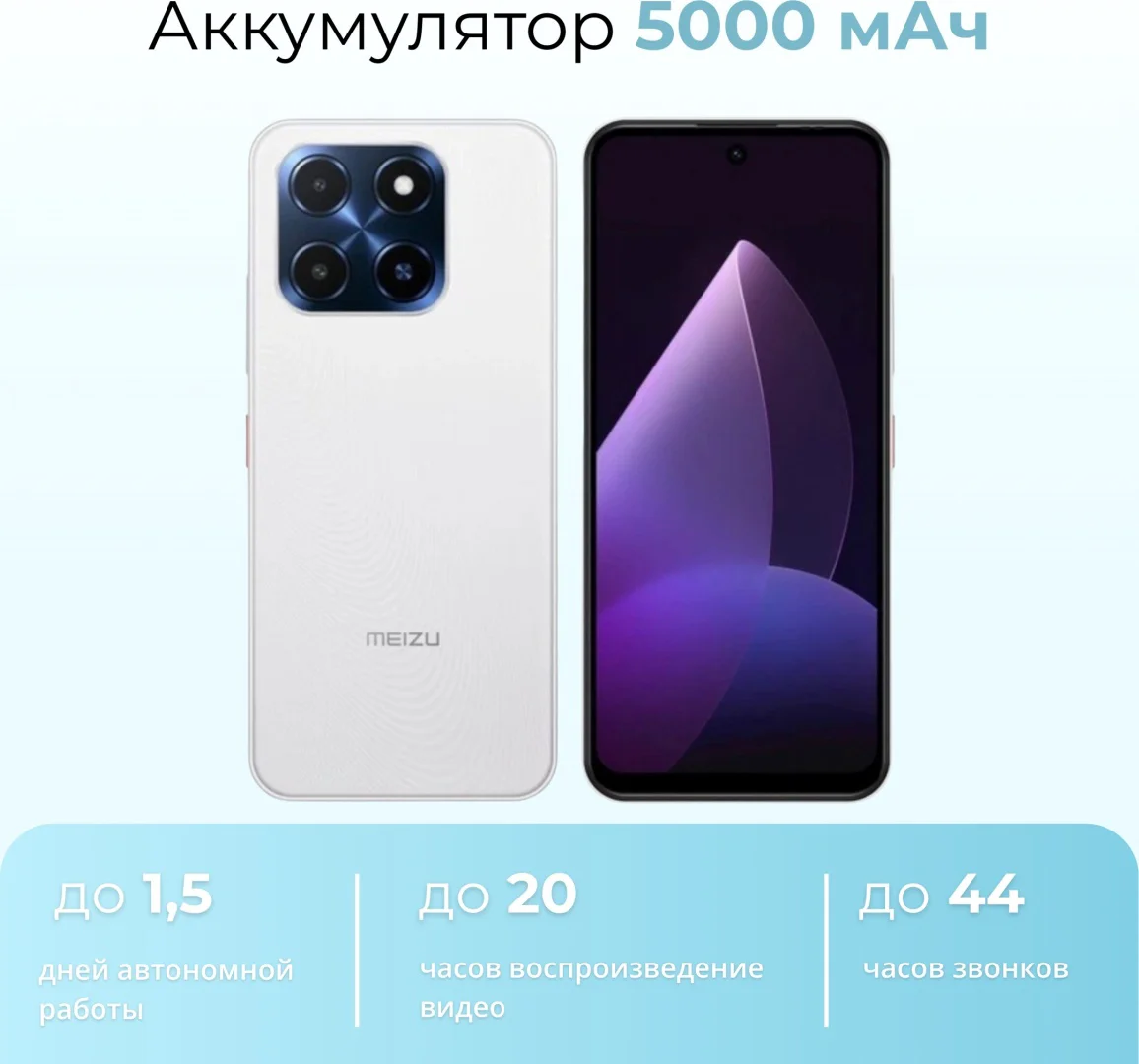 Смартфон Meizu MBLU 22 3/64GB белый + подарок купить,NaN