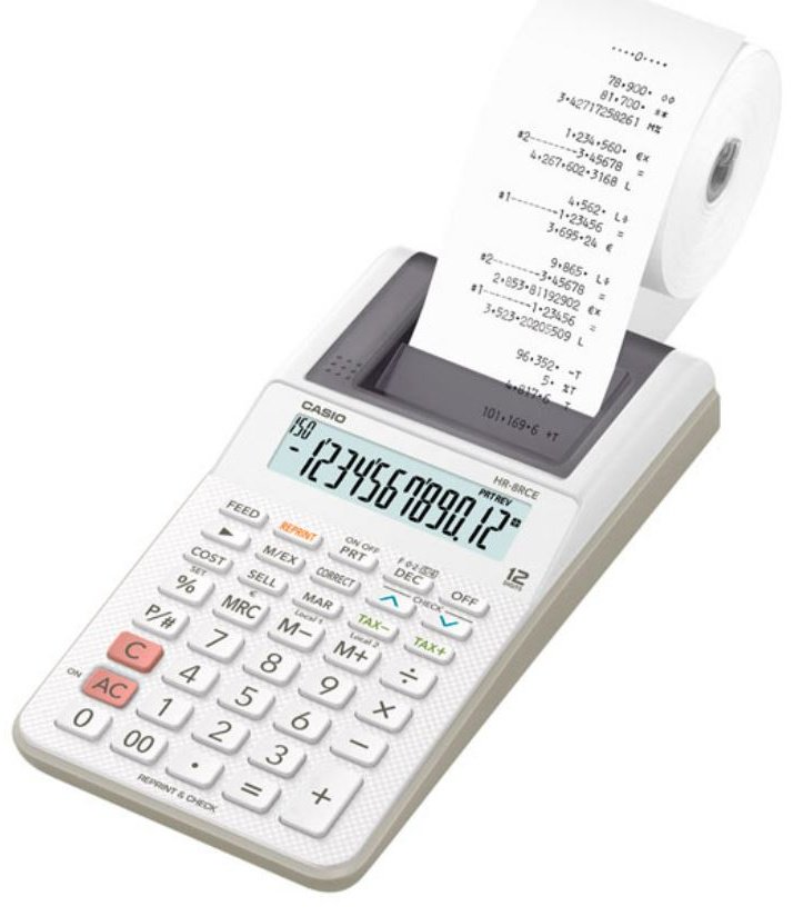 CASIO HR-8RCE-WE-W-EC, 12-разрядный, белый