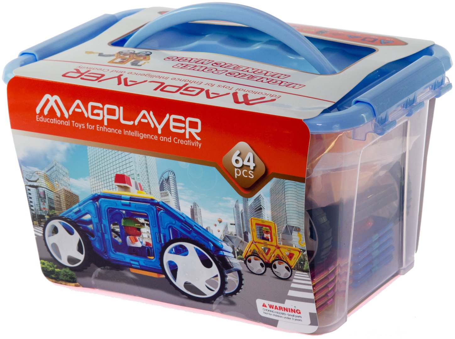 Конструктор Magplayer Детский магнитный MPT-64, деталей 64 шт купить,NaN