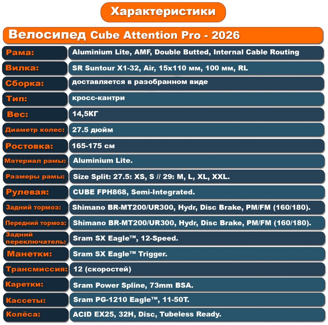 Велосипед Cube Attention Pro 2026 16 дюймов голубой купить,NaN
