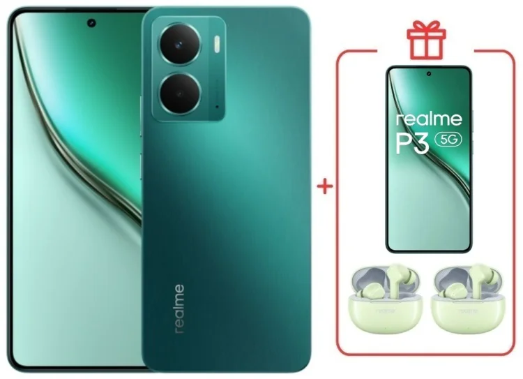 Смартфон Realme P3 8 ГБ/256 ГБ зеленый + подарок купить,NaN