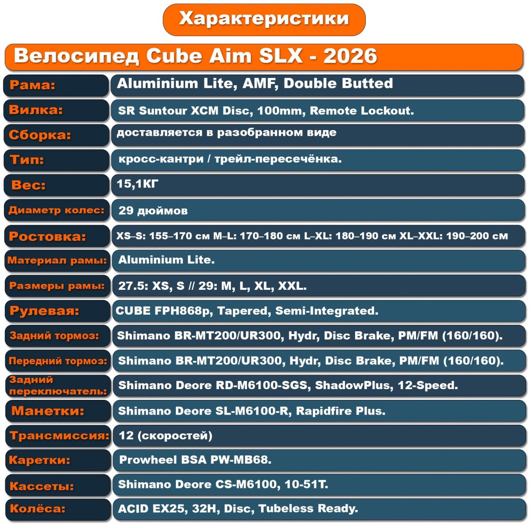 Велосипед Cube Aim SLX 2026 18 дюймов черный-серый