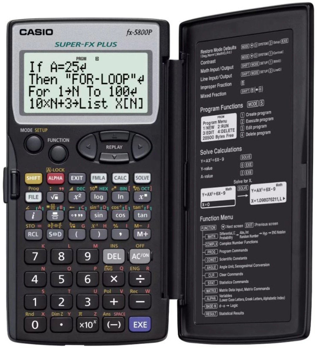 CASIO FX-5800P-S-EH, 5-разрядный, черный