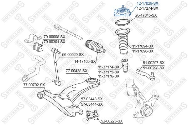 Stellox опора амортизатора 12-17029-SX