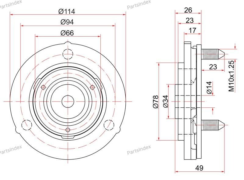 SAT опора амортизатора ST-48609-35030