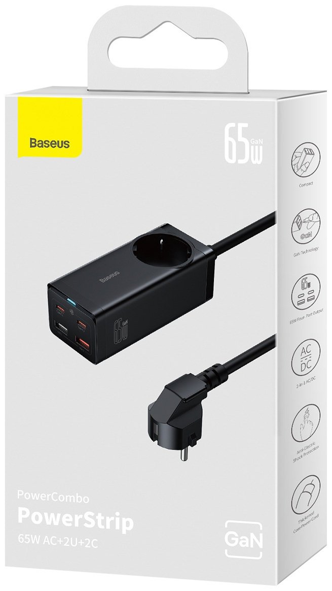 Зарядное устройство Baseus GaN3 Pro Desktop AC+2U+2C 65W черный - ForteMarket Зарядное устройство Baseus GaN3 Pro Desktop AC+2U+2C 65W черный купить,0