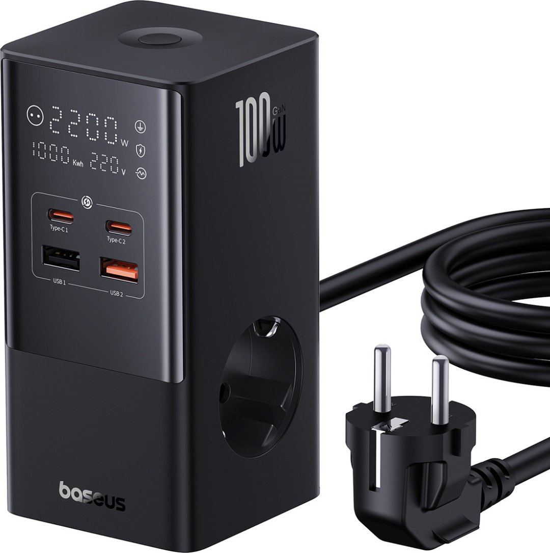 Зарядное устройство Baseus GaN5Pro PowerCombo Tower 2AC+2U+2C 100W черный купить,NaN