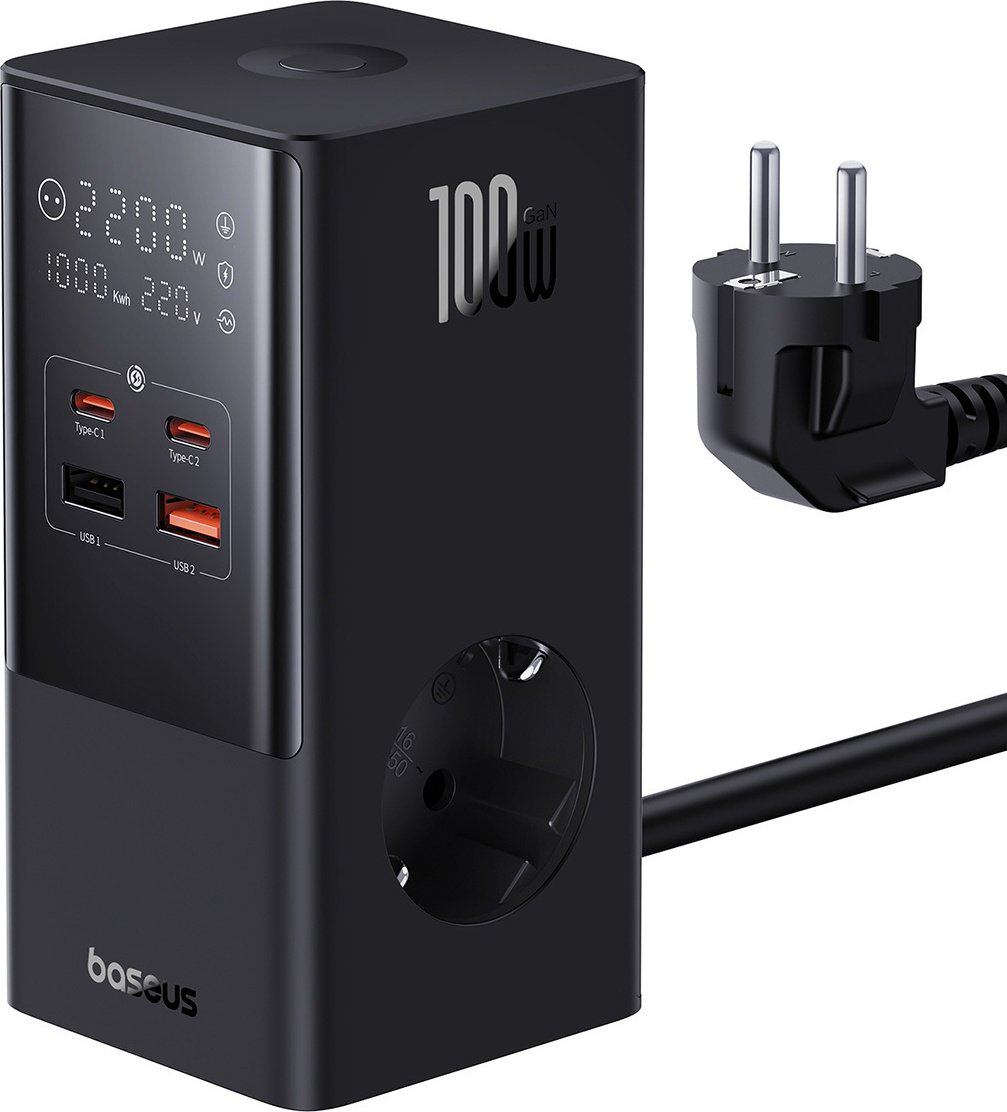 Зарядное устройство Baseus GaN5Pro PowerCombo Tower 2AC+2U+2C 100W черный купить,NaN