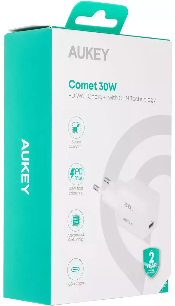 Зарядное устройство Aukey Comet Mini 30Вт USB Type-C PA-C1 USB Type-C белый купить,NaN