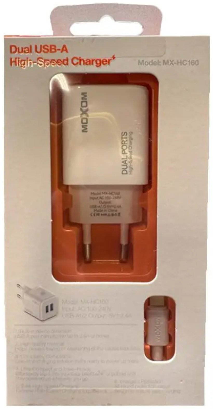 Зарядное устройство Moxom MX-HC160 Lightning белый купить,NaN