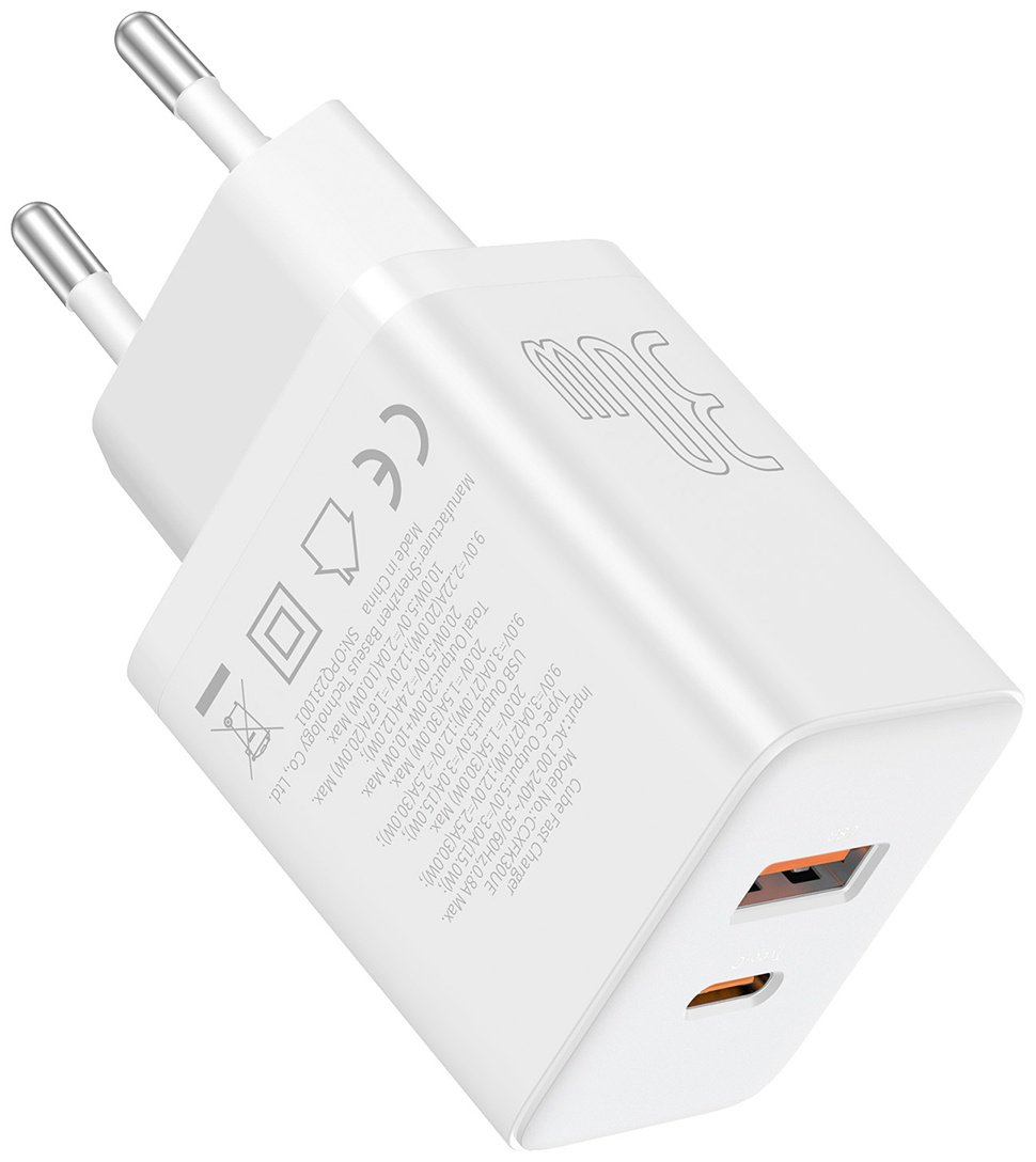 Зарядное устройство Baseus Cube GaN5 C+U 30W USB Type-C, USB белый - ForteMarket Зарядное устройство Baseus Cube GaN5 C+U 30W USB Type-C, USB белый купить,0