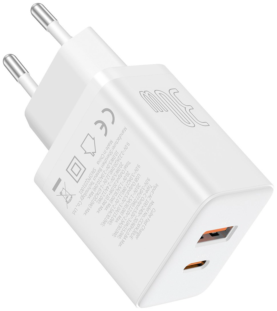 Зарядное устройство Baseus Cube GaN5 C+U 30W USB Type-C, USB белый купить,NaN