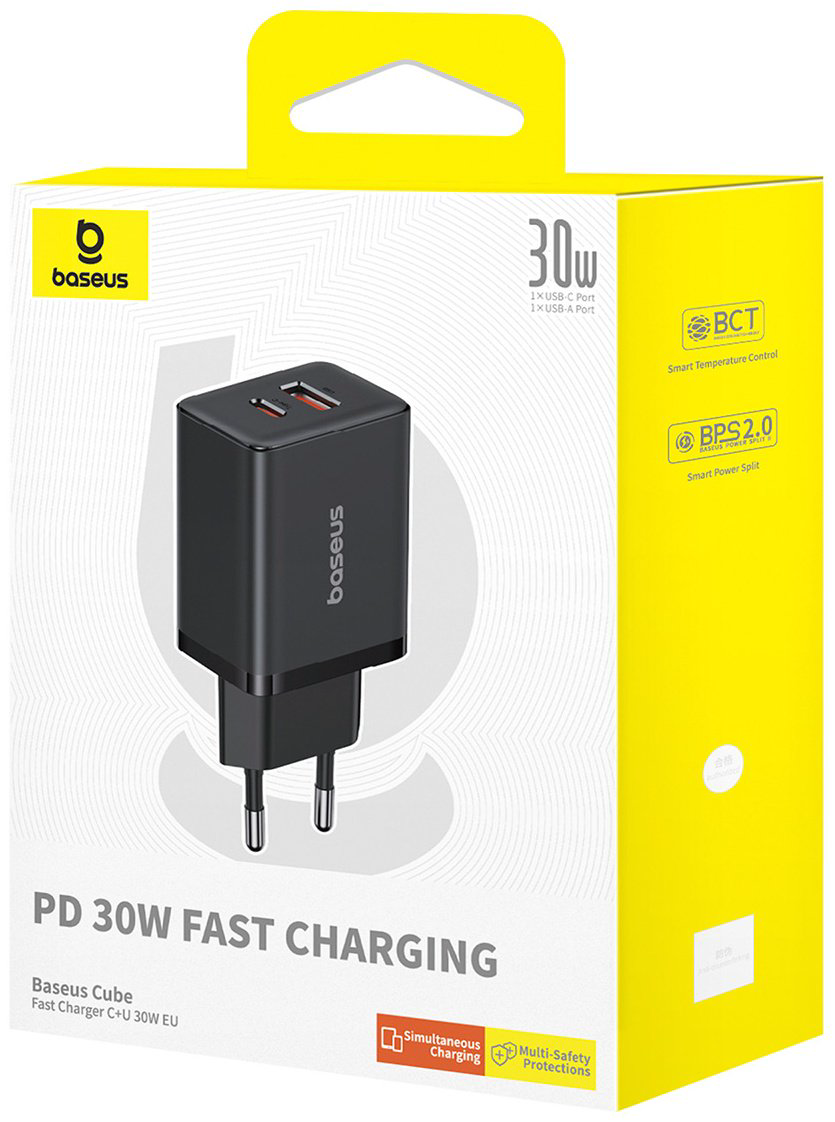 Зарядное устройство Baseus Cube GaN5 C+U 30W USB Type-C, USB черный купить,NaN
