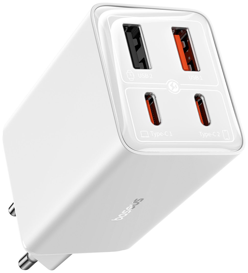 Зарядное устройство Baseus GaN6 Pro 2C&#43;2U 65W USB Type-C, USB белый купить,0