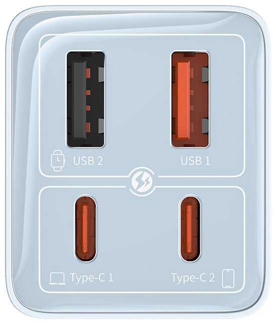 Зарядное устройство Baseus GaN6 Pro USB Type-C, USB синий купить,NaN