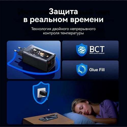 Зарядное устройство Baseus Gan6 Pro USB Type-C, USB черный купить,NaN