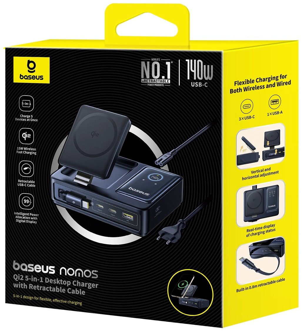 Зарядное устройство Baseus NOMOS 5-in-1 USB Type-C, USB черный купить,NaN
