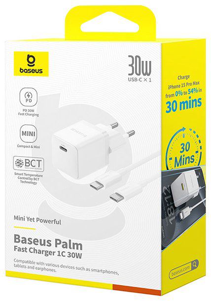 Зарядное устройство Baseus Palm USB Type-C белый купить,NaN