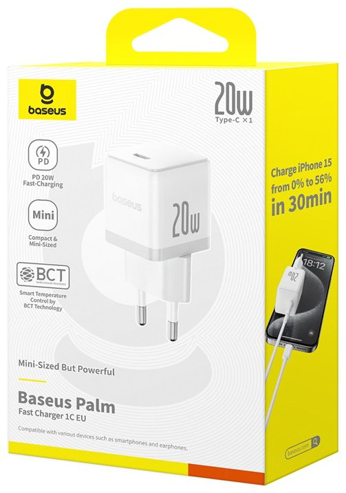 Зарядное устройство Baseus Palm USB Type-C белый купить,NaN