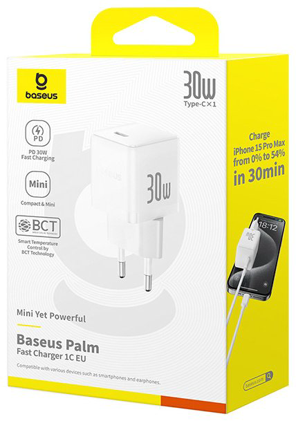 Зарядное устройство Baseus Palm USB Type-C белый купить,NaN