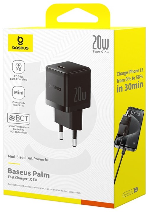 Зарядное устройство Baseus Palm USB Type-C черный - ForteMarket Зарядное устройство Baseus Palm USB Type-C черный купить,0